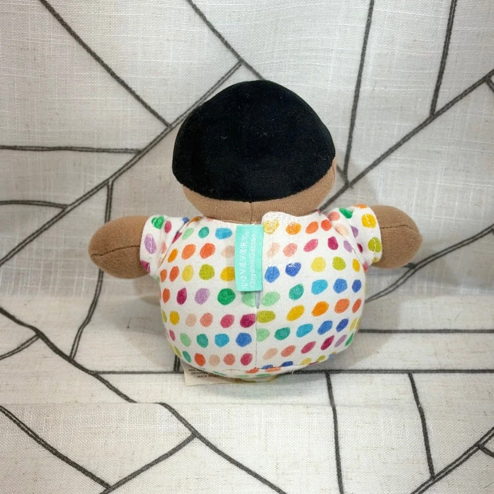 Lovevery Organic Cotton Baby Doll 7in Multicolor Polka Dot Sensory Plush Toy